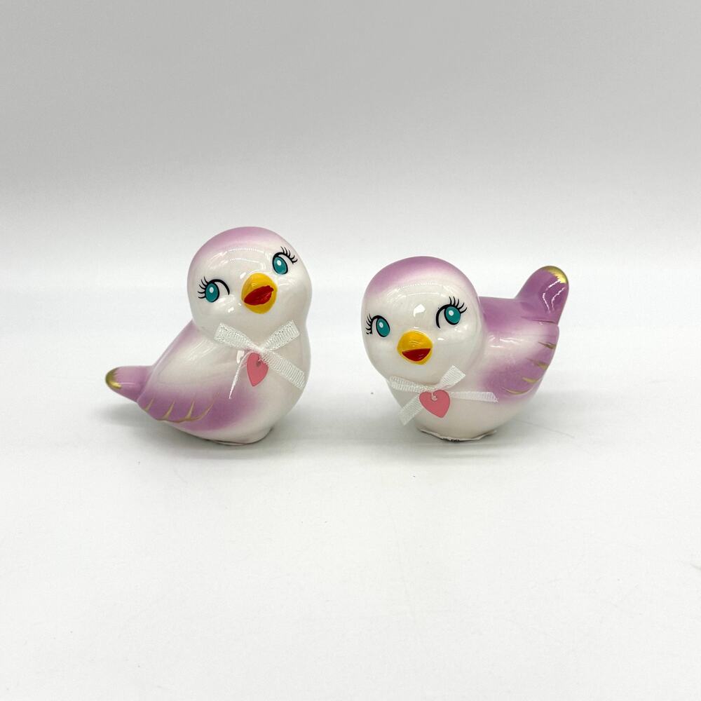 2 Target Spritz Valentine’s Day Ceramic Love Birds Purple & White Set 2024 NEW